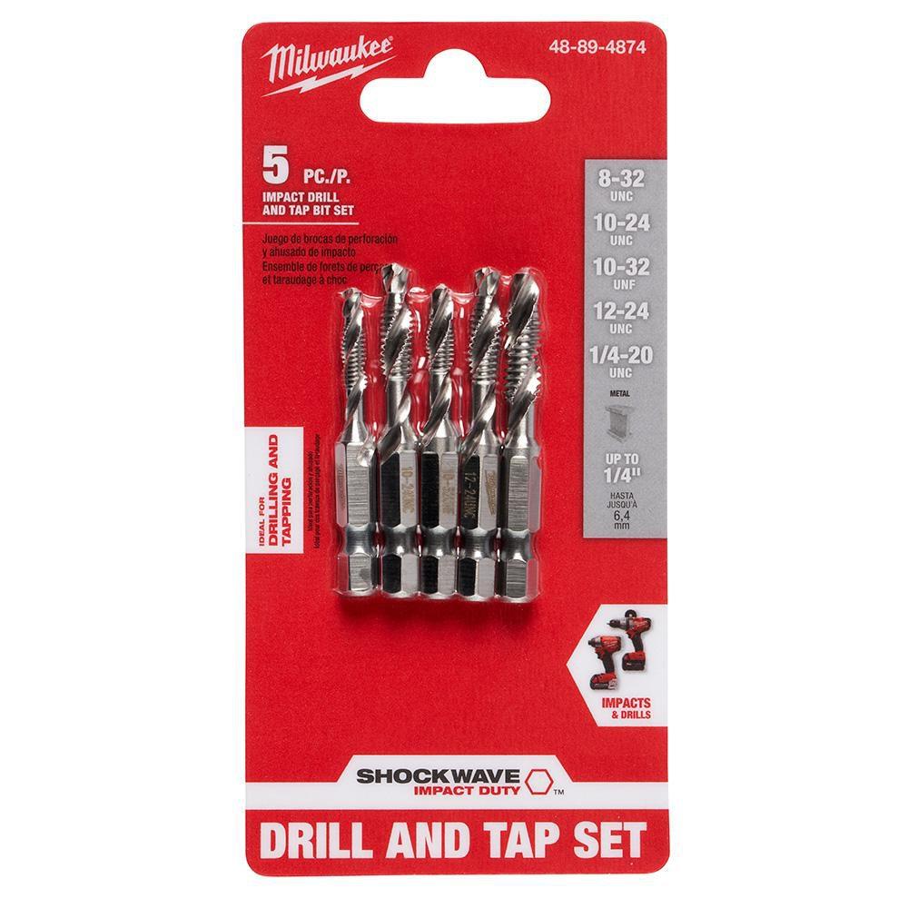 5PC SHOCKWAVE IMPACT DUTY DRILL AND TAP BIT SET 