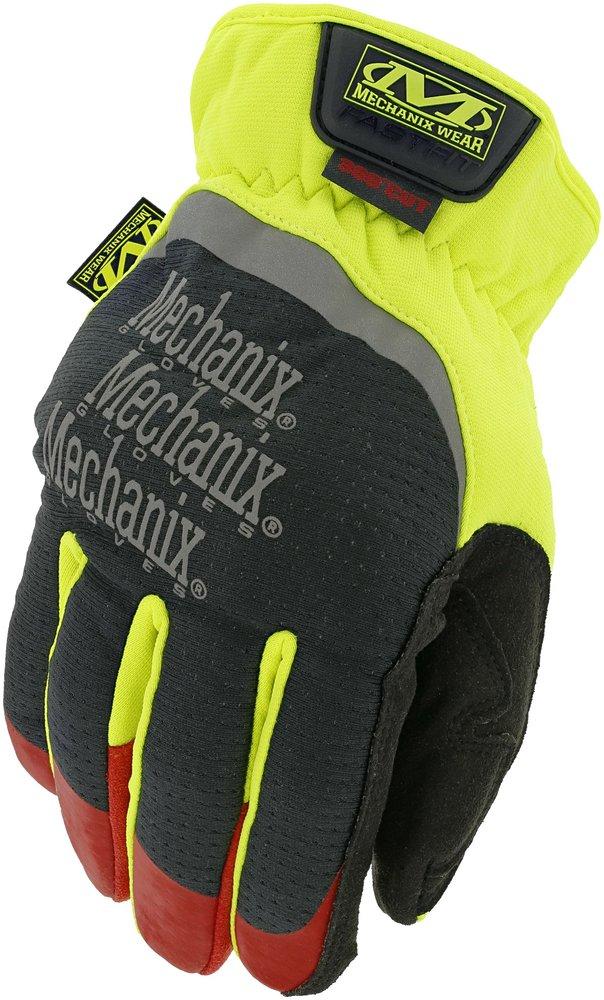 Mechanix Wear Hi-Viz Yellow Cut Resistant Gloves in Hi-Viz Yellow, Black and Red 