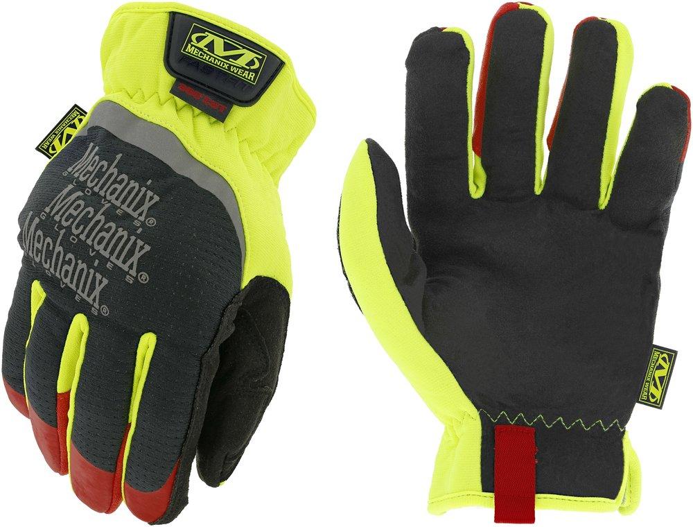 Mechanix Wear Hi-Viz Yellow Cut Resistant Gloves in Hi-Viz Yellow, Black and Red 