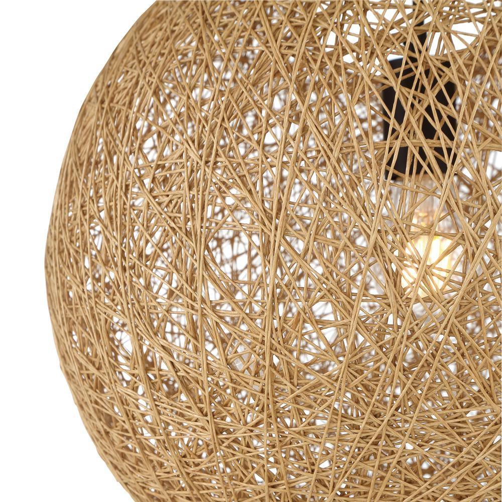 Miseno Black/Rattan 16 in. 60W 1-Light Medium E-26 Pendant 