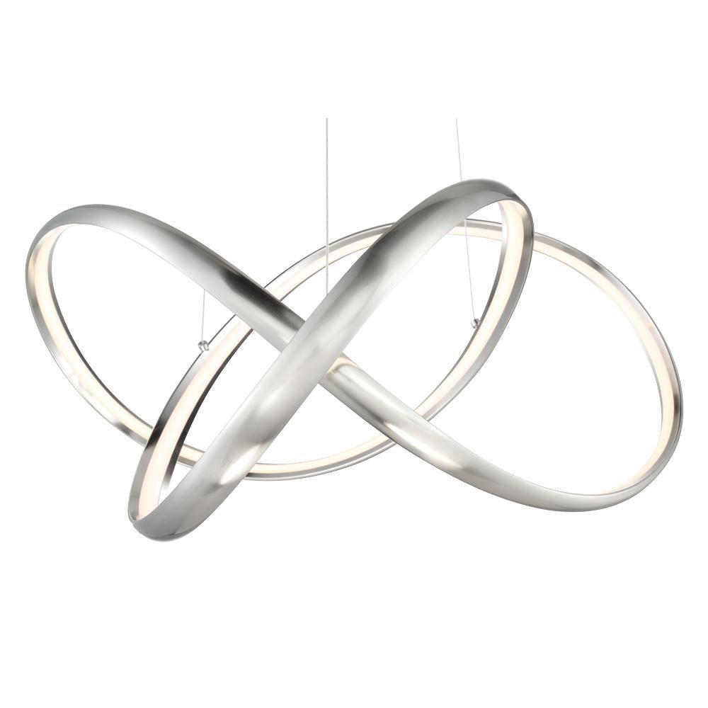 Miseno Brushed Nickel 26 in. 42W 1-Light Integrated LED Pendant 