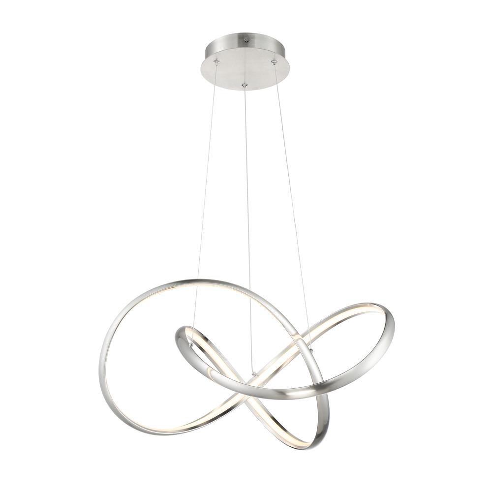 Miseno Brushed Nickel 26 in. 42W 1-Light Integrated LED Pendant 