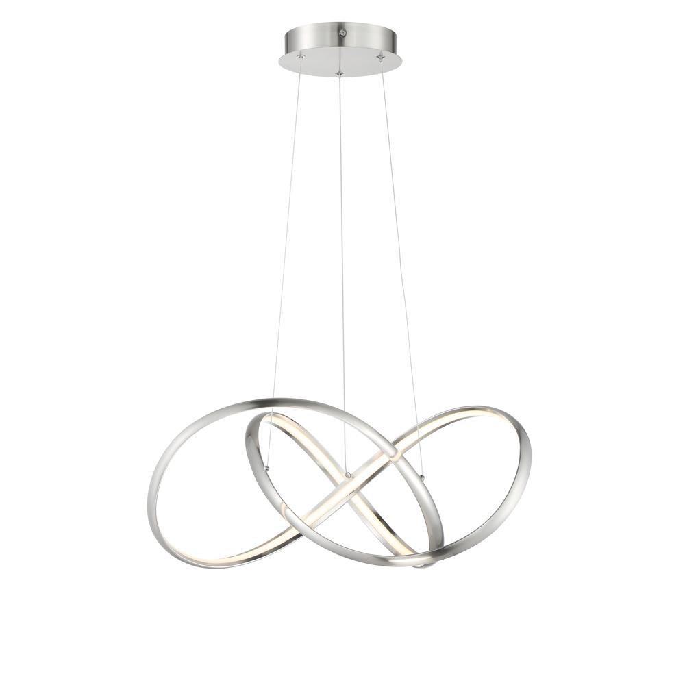Miseno Brushed Nickel 26 in. 42W 1-Light Integrated LED Pendant 