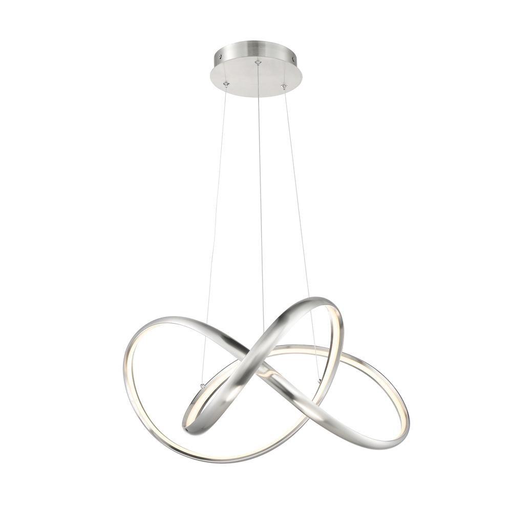 Miseno Brushed Nickel 26 in. 42W 1-Light Integrated LED Pendant 