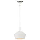 9 in. 100W 1-Light Medium E-26 Pendant in White with Polished Nickel