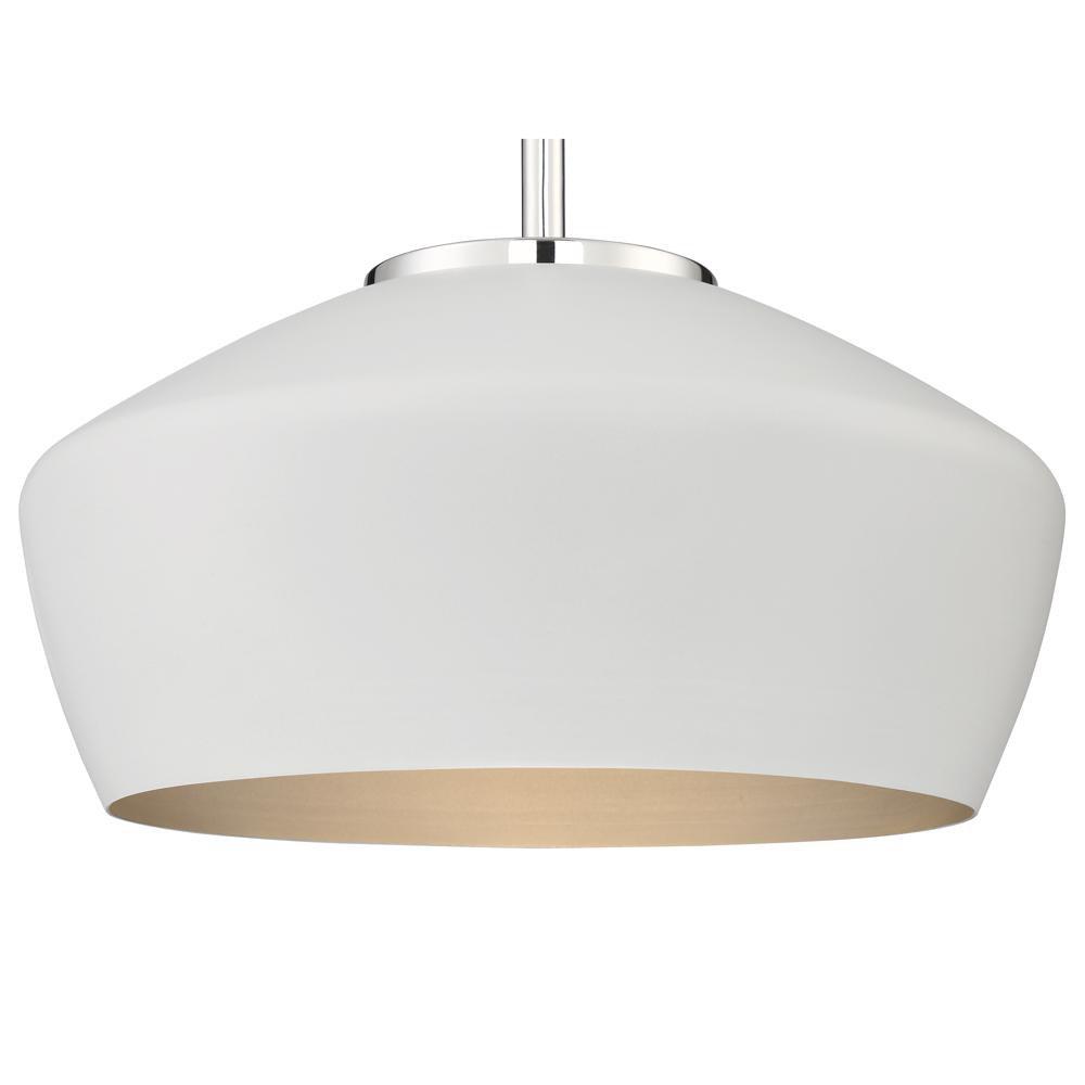 Miseno White/Polished Nickel 14 in. 100W 1-Light Medium E-26 Pendant 