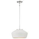 14 in. 100W 1-Light Medium E-26 Pendant in White with Polished Nickel