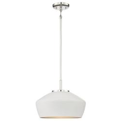 1-Light Pendant in White with Polished Nickel