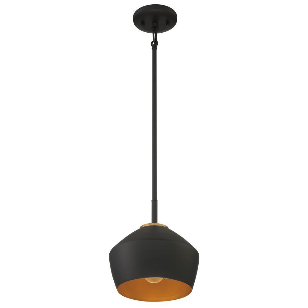 Miseno Black/Antique Brass 9 in. 100W 1-Light Medium E-26 Pendant 