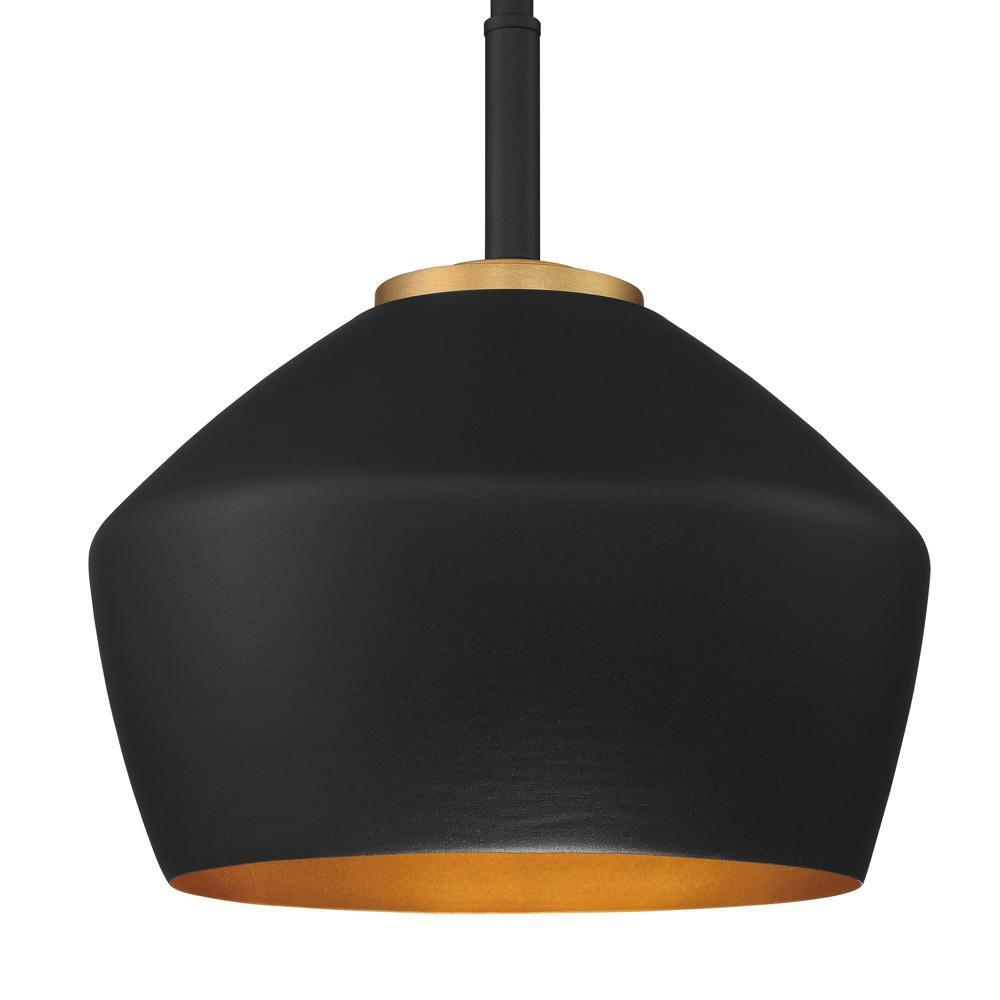 Miseno Black/Antique Brass 9 in. 100W 1-Light Medium E-26 Pendant 
