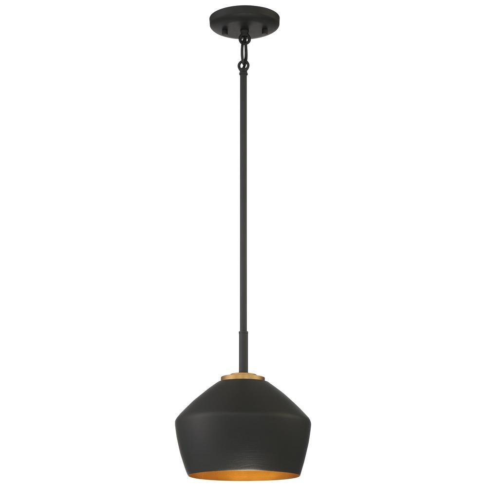 Miseno Black/Antique Brass 9 in. 100W 1-Light Medium E-26 Pendant 