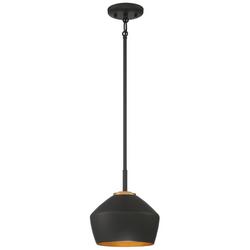 100W 1-Light Medium E-26 Pendant in Black with Antique Brass