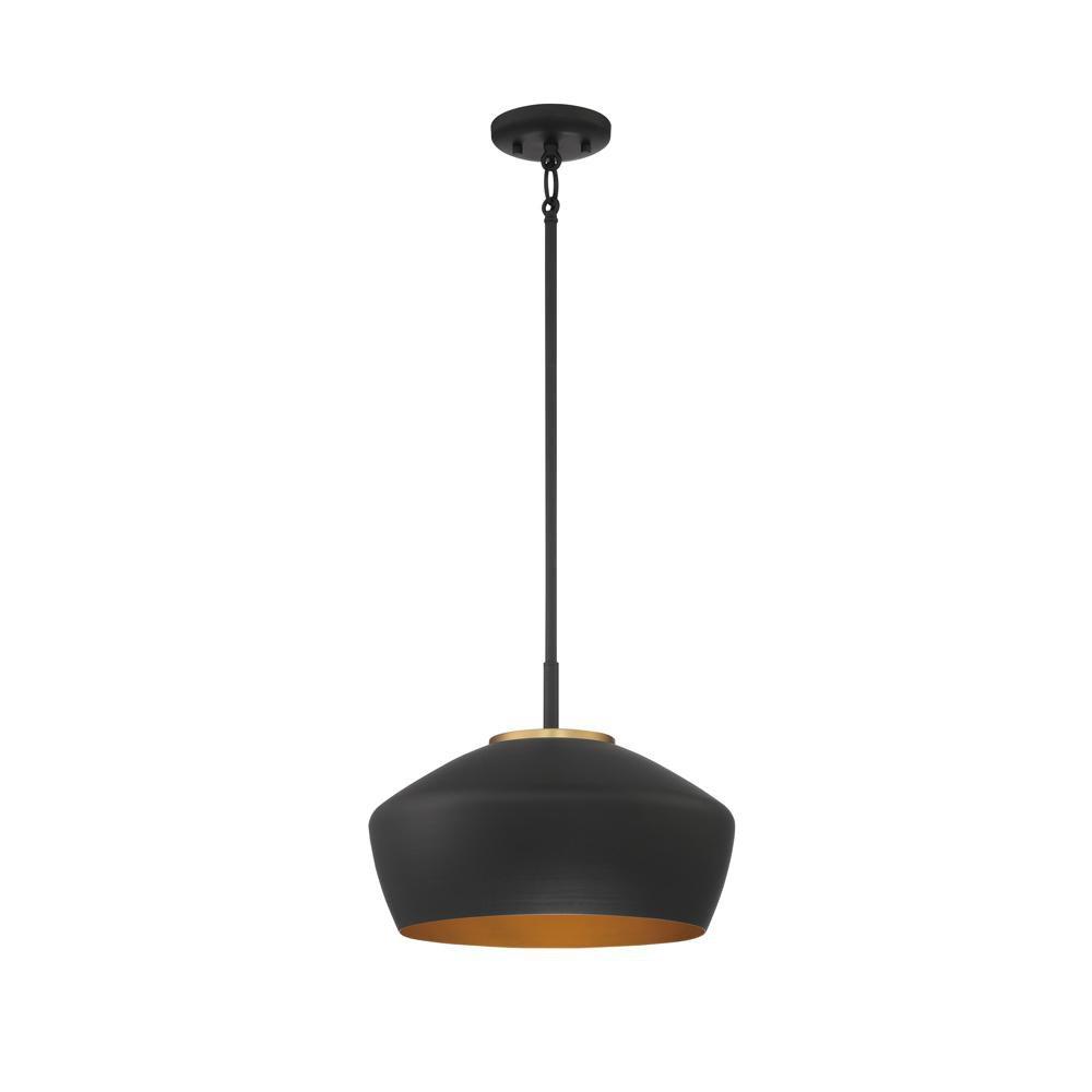 Miseno Black/Antique Brass 14 in. 100W 1-Light Medium E-26 Pendant 