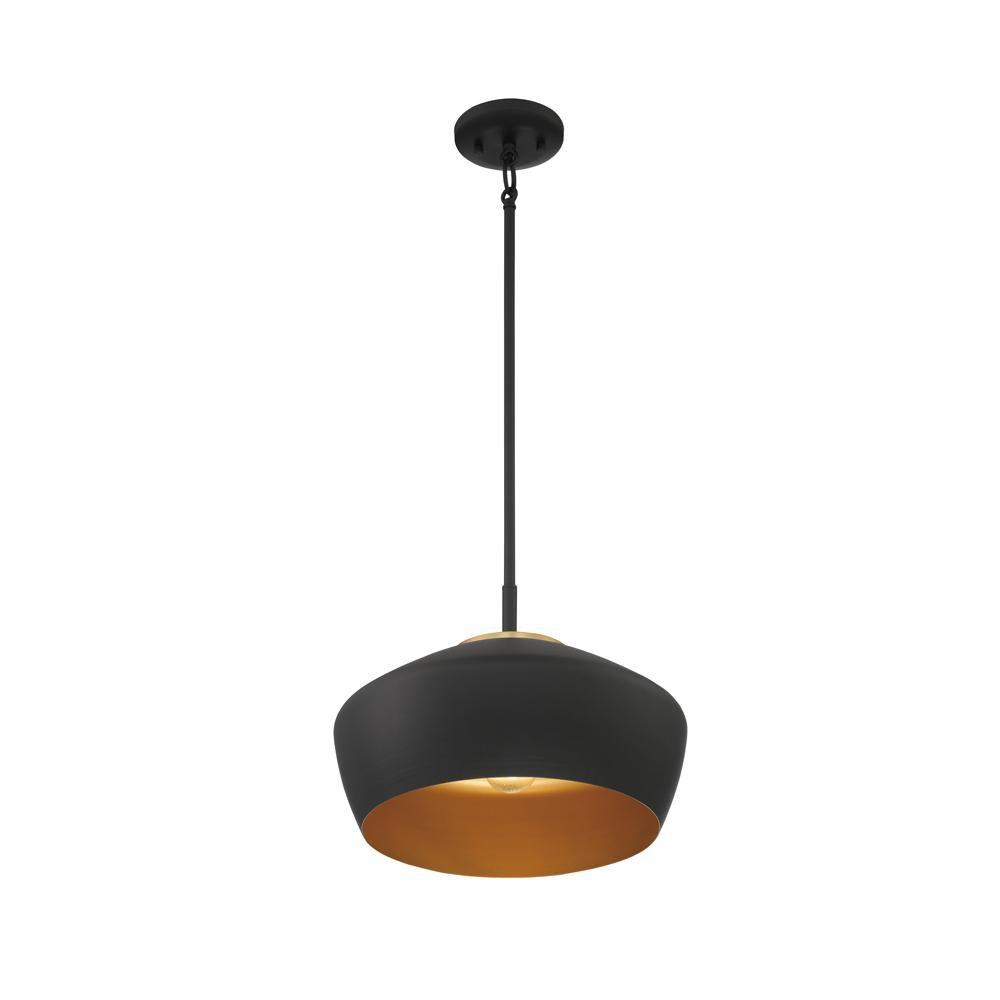 Miseno Black/Antique Brass 14 in. 100W 1-Light Medium E-26 Pendant 