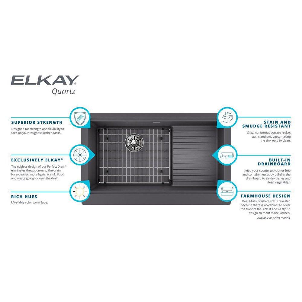 Elkay Ricotta 35-7/8 x 20-5/8 in. Composite 1 Bowl Undermount Kitchen Sink 