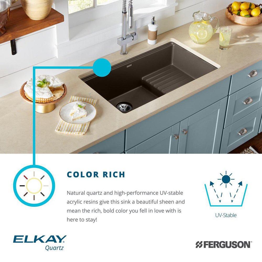Elkay Charcoal 35-7/8 x 20-5/8 in. Composite 1 Bowl Undermount Kitchen Sink 