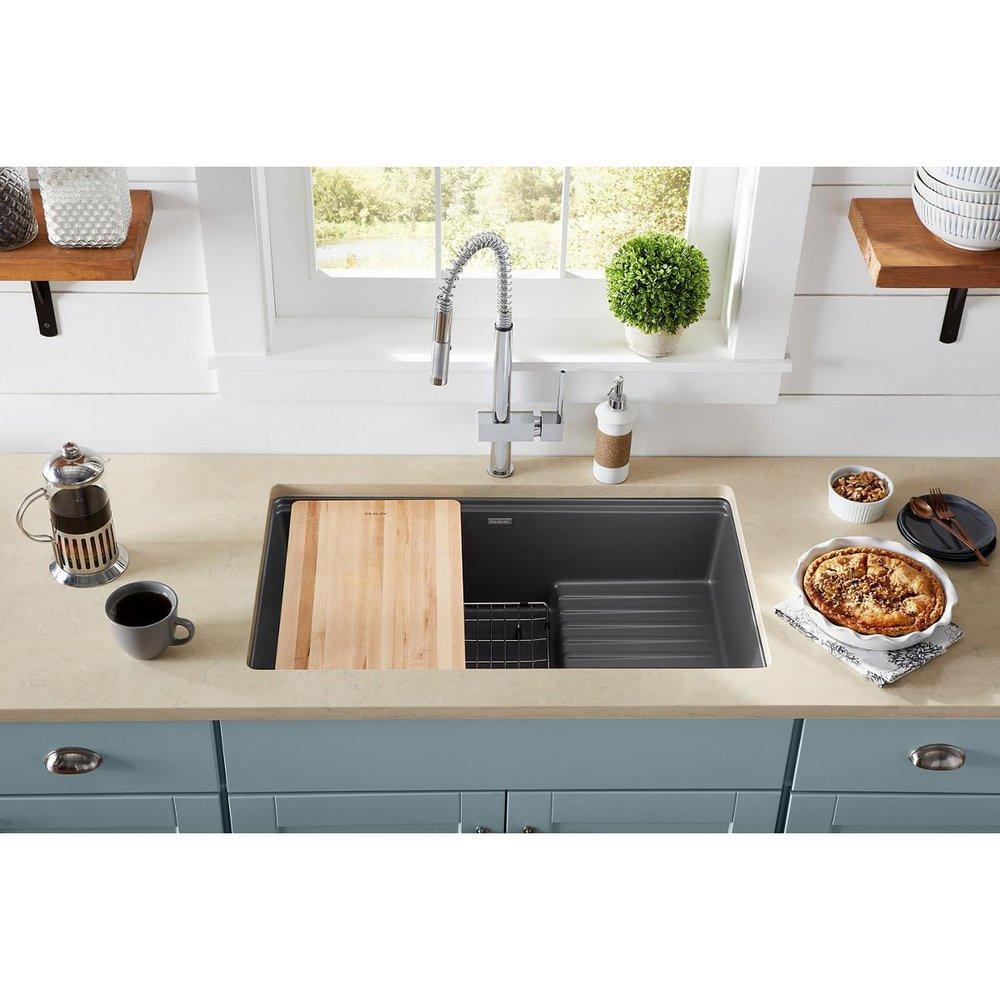 Elkay Charcoal 35-7/8 x 20-5/8 in. Composite 1 Bowl Undermount Kitchen Sink 