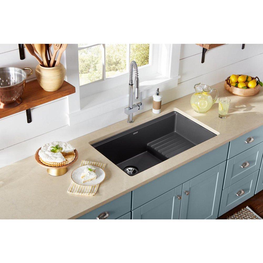 Elkay Charcoal 35-7/8 x 20-5/8 in. Composite 1 Bowl Undermount Kitchen Sink 