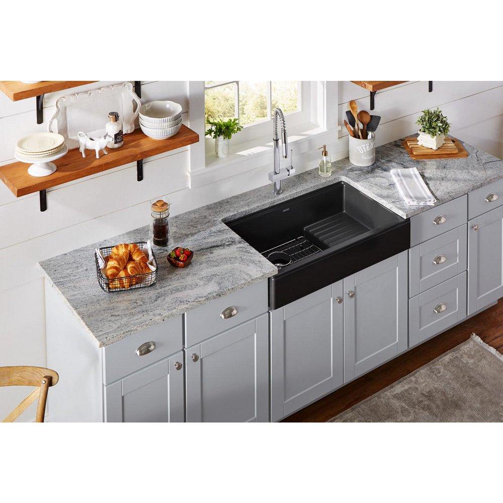 Elkay Caviar 35-7/8 x 22-1/2 in. Composite 1 Bowl Apron Front Kitchen Sink 