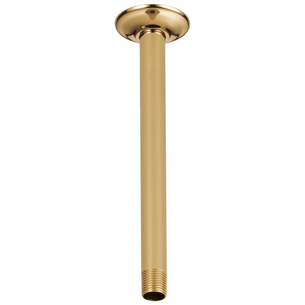 10 in. Ceiling Mount Shower Arm and Flange in Polished Gold 
