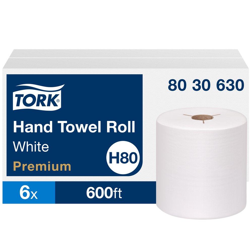 Paper Hand Towel Roll, 1-Ply 600 ft, White, H80 System (Case of 6) 