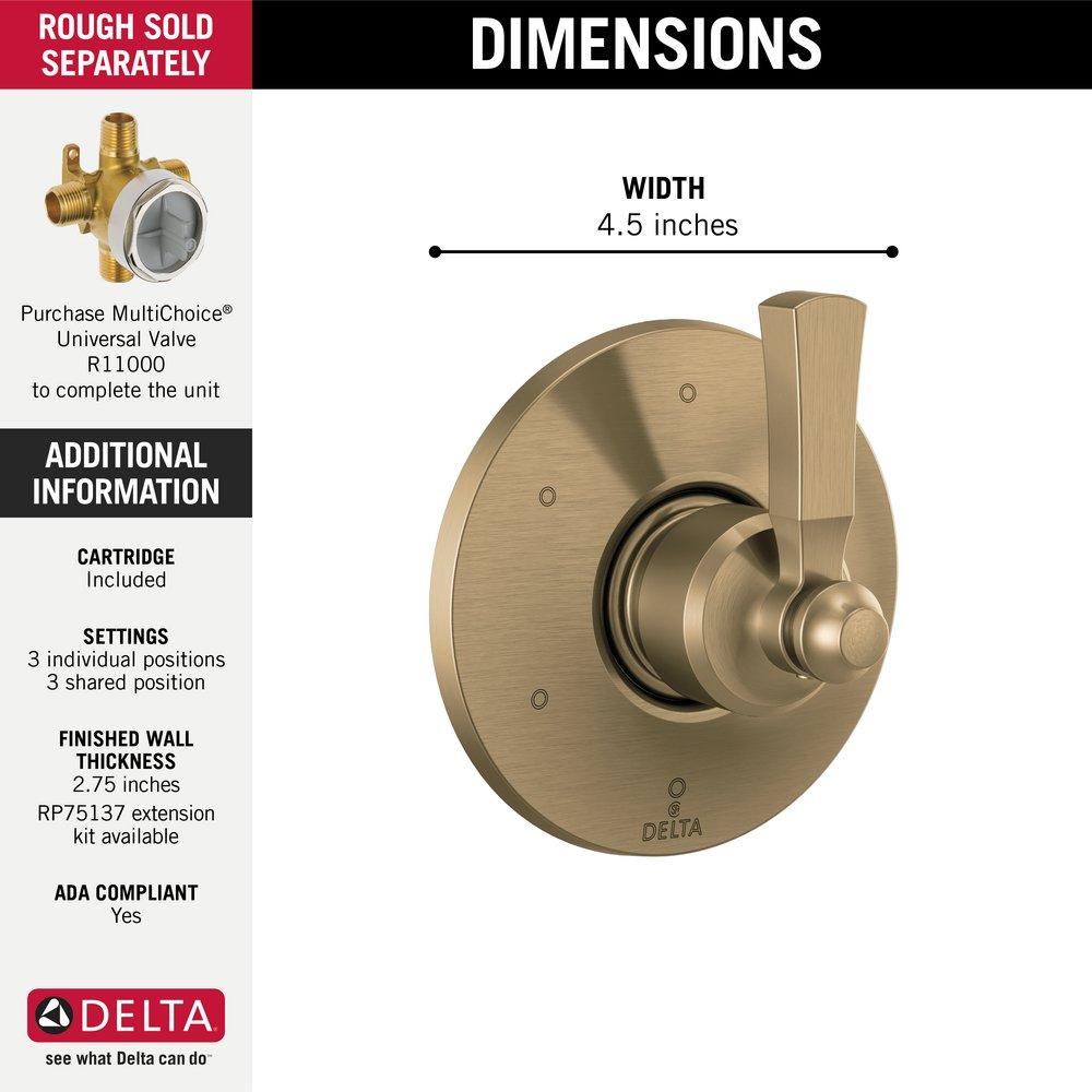 Delta Faucet Brilliance&reg; Champagne Bronze Single Handle Multi Function Bathtub & Shower Faucet (Trim Only) 