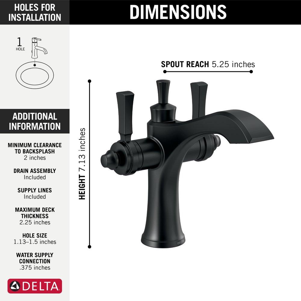 Delta Faucet Matte Black Two Handle Monoblock Bathroom Sink Faucet 