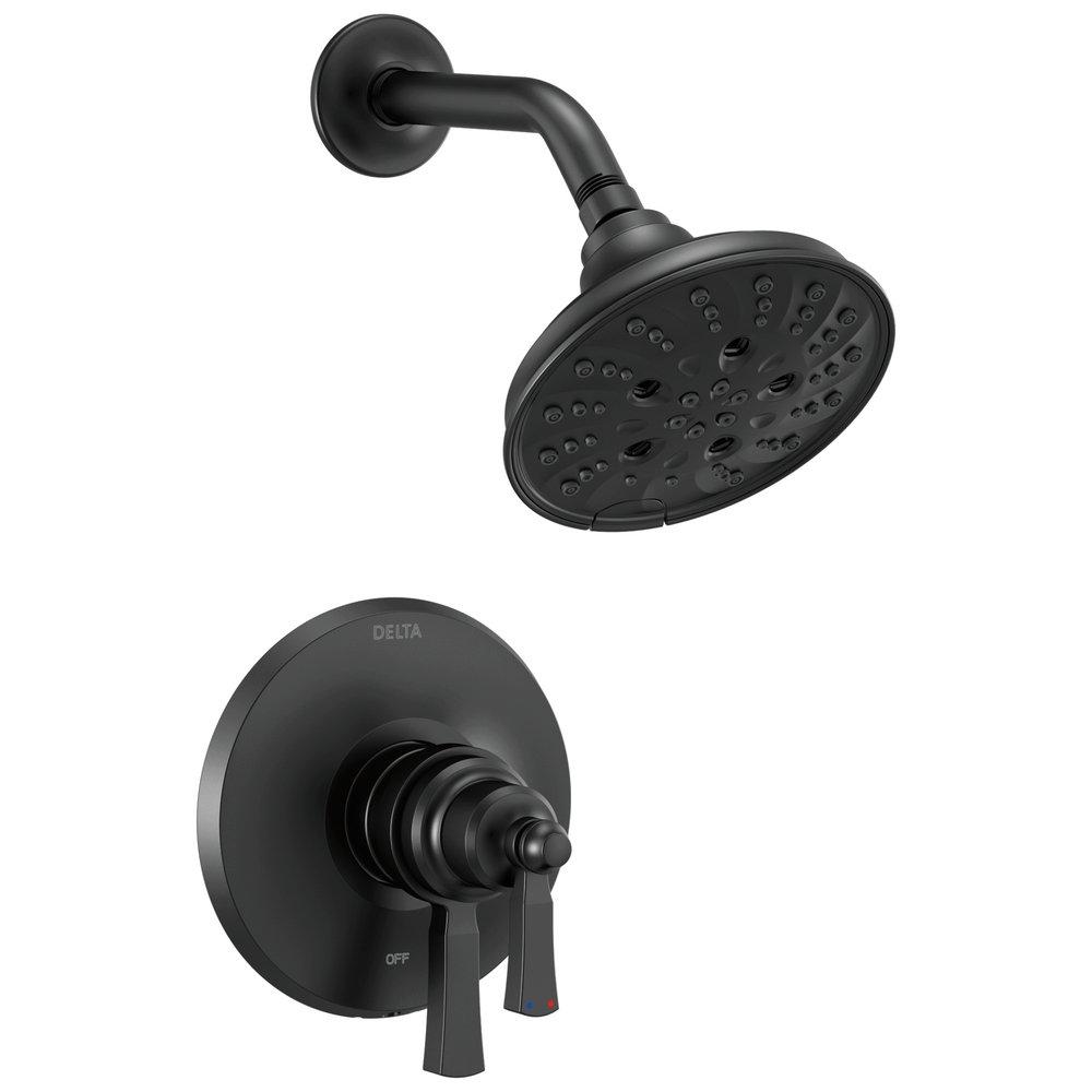 Delta Faucet Matte Black Two Handle Multi Function Shower Faucet (Trim Only) 