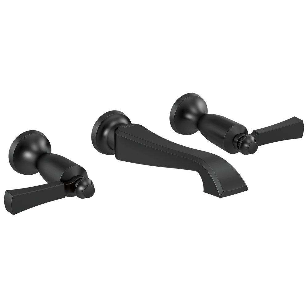 Delta Faucet Matte Black Two Handle Widespread Bathroom Sink Faucet Lever Handle 