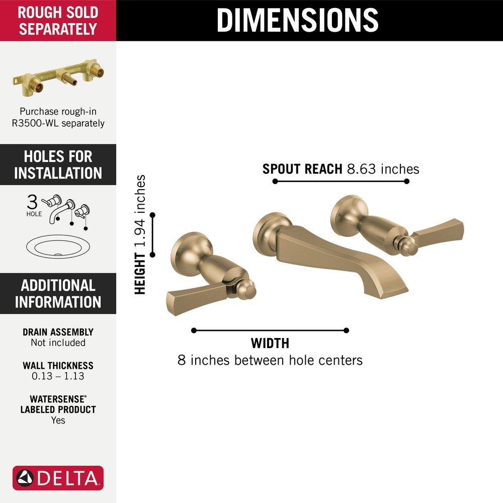 Delta Faucet Champagne Bronze Two Handle Widespread Bathroom Sink Faucet Lever Handle 