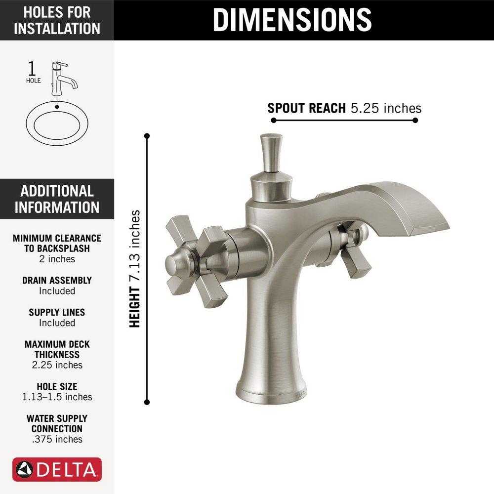 Delta Faucet Brilliance Stainless Two Handle Monoblock Bathroom Sink Faucet 