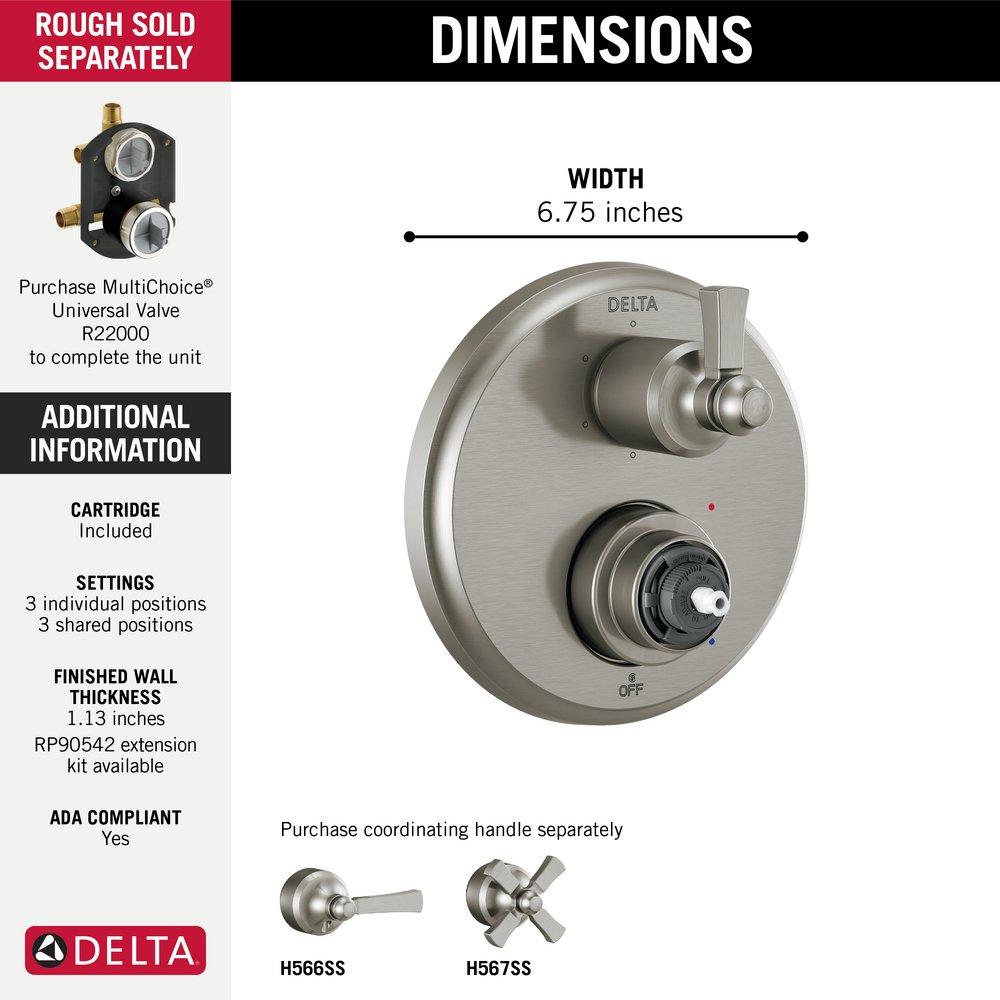 Delta Faucet Brilliance&reg; Stainless Single Handle Multi Function Bathtub & Shower Faucet (Trim Only) 