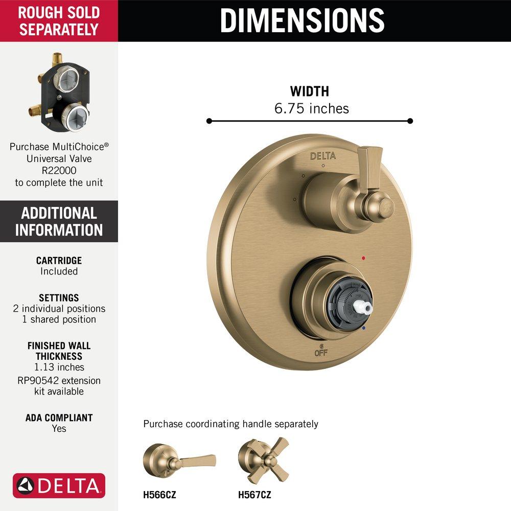 Delta Faucet Brilliance&reg; Champagne Bronze Single Handle Multi Function Bathtub & Shower Faucet (Trim Only) 