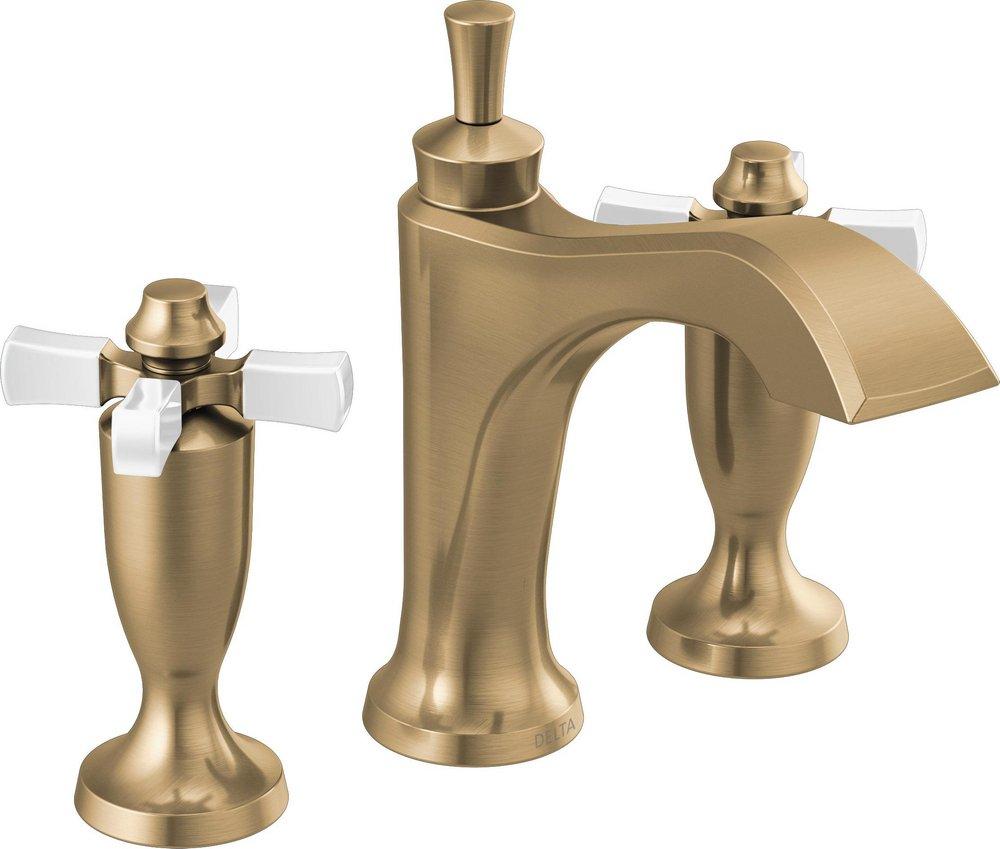Delta Faucet Champagne Bronze/Porcelain Two Handle Widespread Bathroom Sink Faucet Cross Handle 