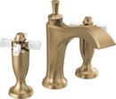 Two Handle Widespread Bathroom Sink Faucet in Champagne Bronze with Porcelain