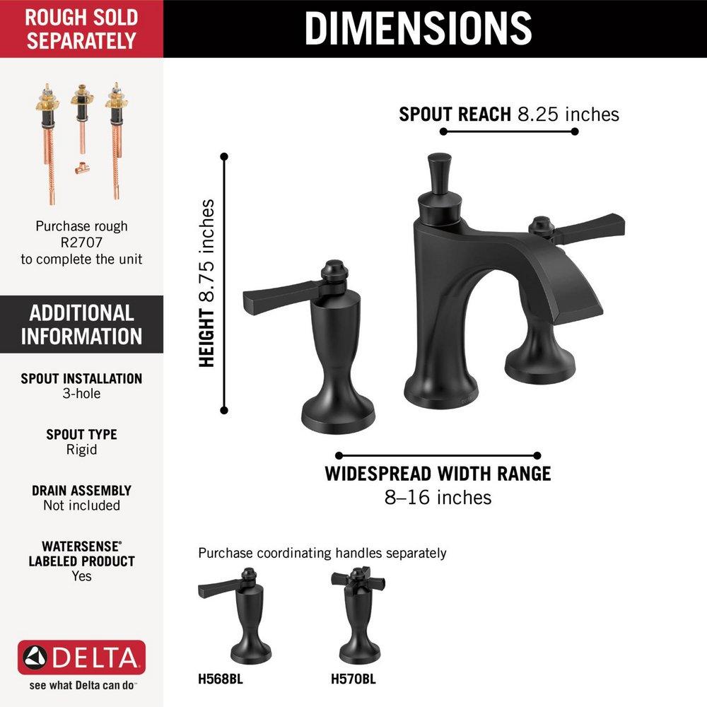 Delta Faucet Matte Black Two Handle Roman Tub Faucet Trim Only 