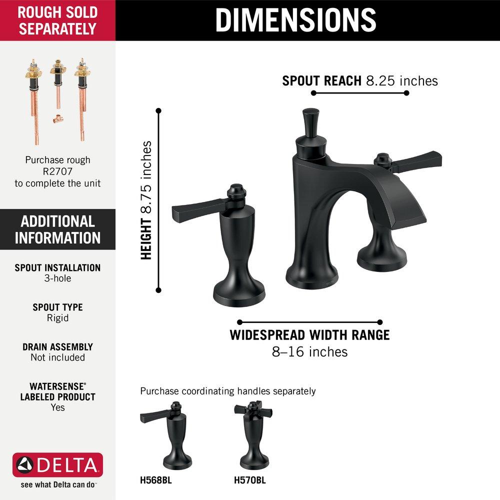 Delta Faucet Matte Black Two Handle Roman Tub Faucet Trim Only 