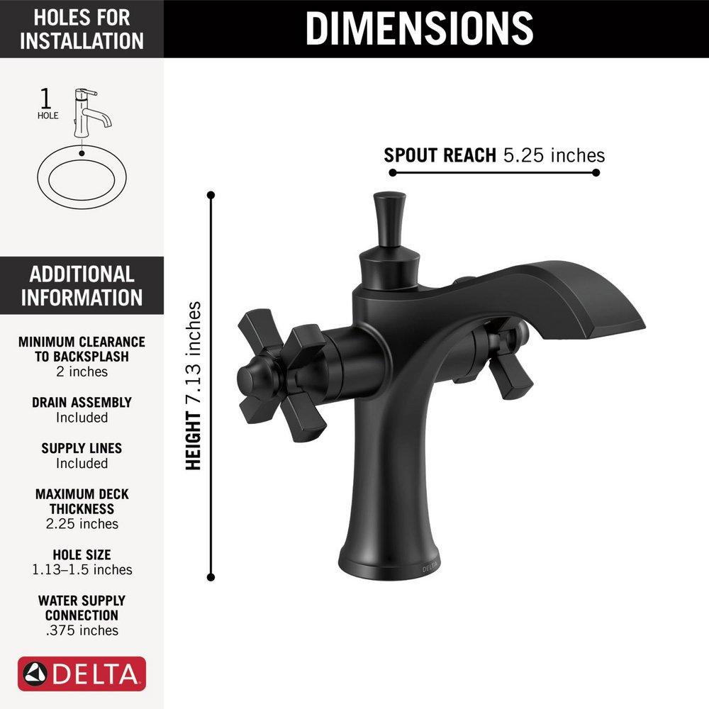 Delta Faucet Matte Black Two Handle Monoblock Bathroom Sink Faucet 