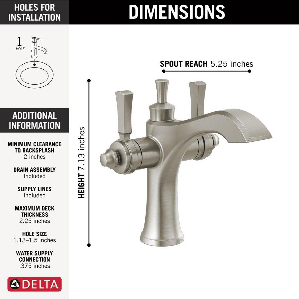 Delta Faucet Brilliance Stainless Two Handle Monoblock Bathroom Sink Faucet 