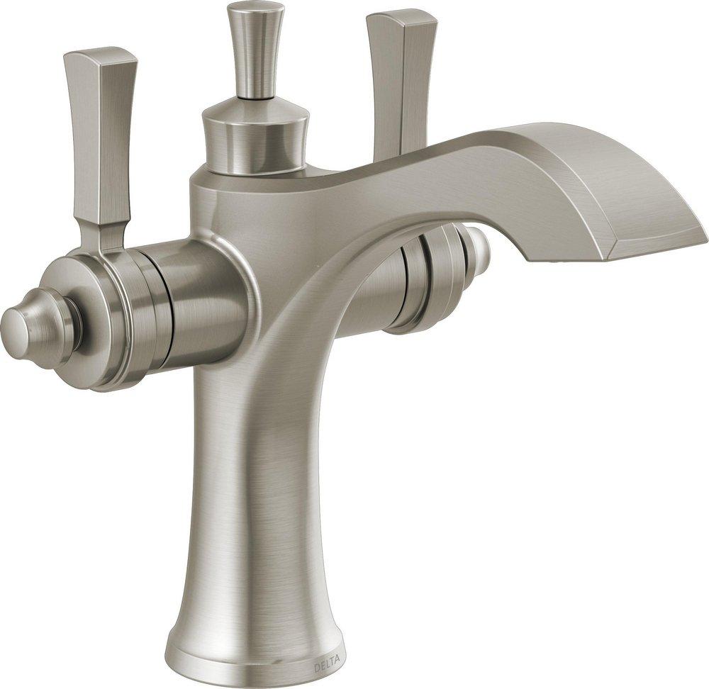 Delta Faucet Brilliance&reg; Stainless Two Handle Monoblock Bathroom Sink Faucet 