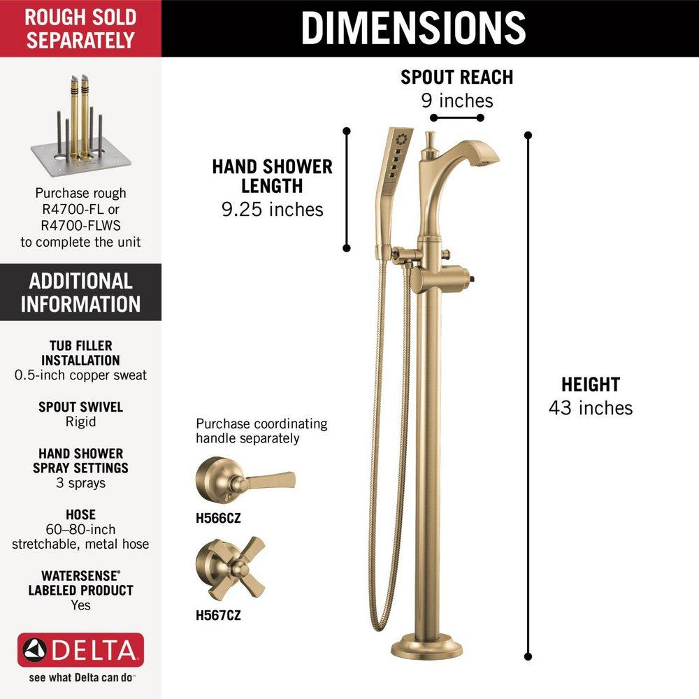 Delta Faucet Champagne Bronze Floor Mount Filler (Trim Only) 