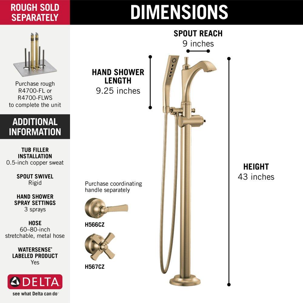 Delta Faucet Brilliance Champagne Bronze Floor Mount Filler (Trim Only) 
