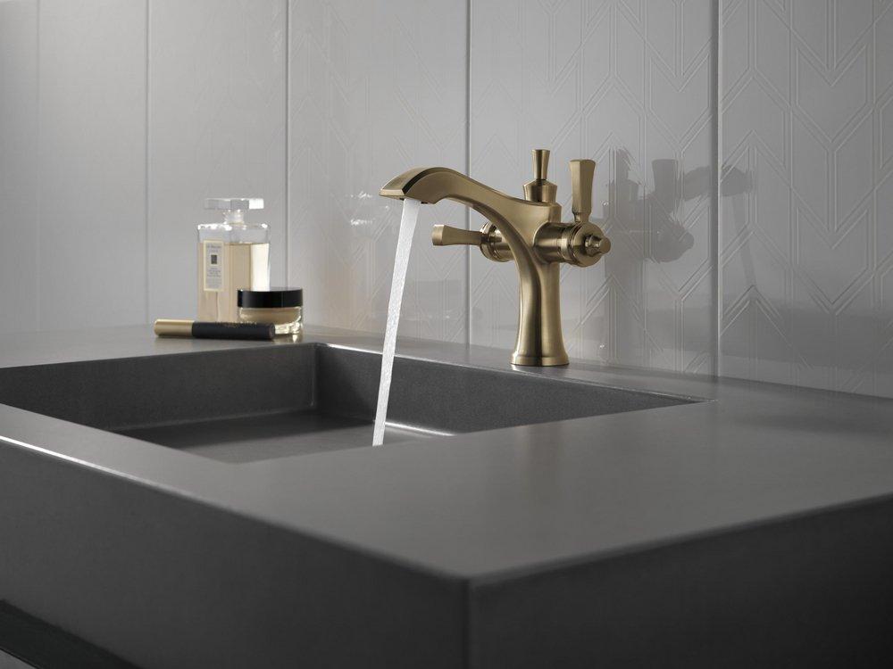 Delta Faucet Brilliance Champagne Bronze Two Handle Monoblock Bathroom Sink Faucet 