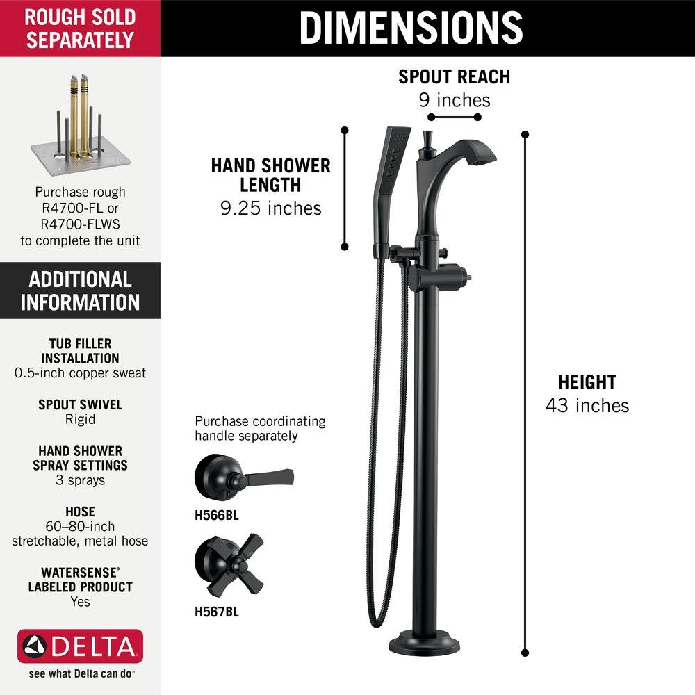 Delta Faucet Matte Black Floor Mount Filler (Trim Only) 