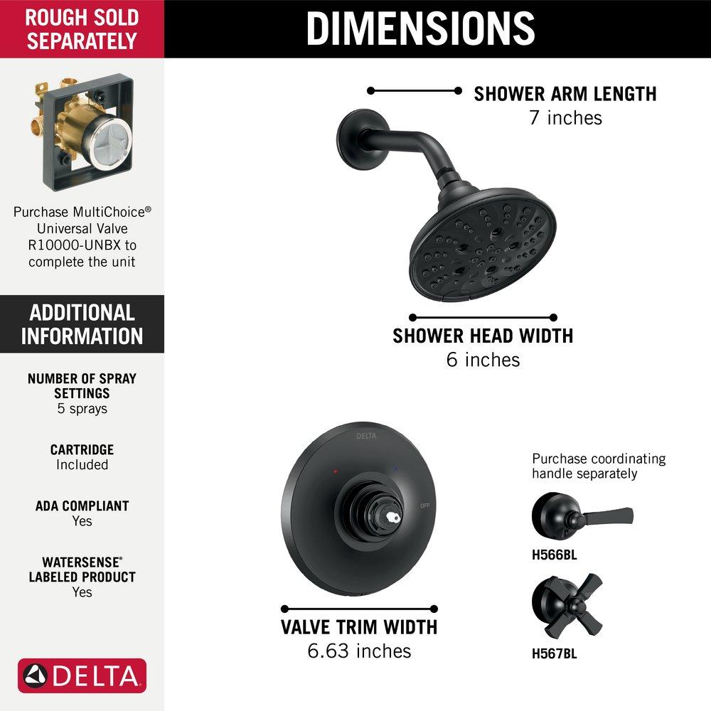 Delta Faucet Matte Black Multi Function Shower Faucet (Trim Only) 