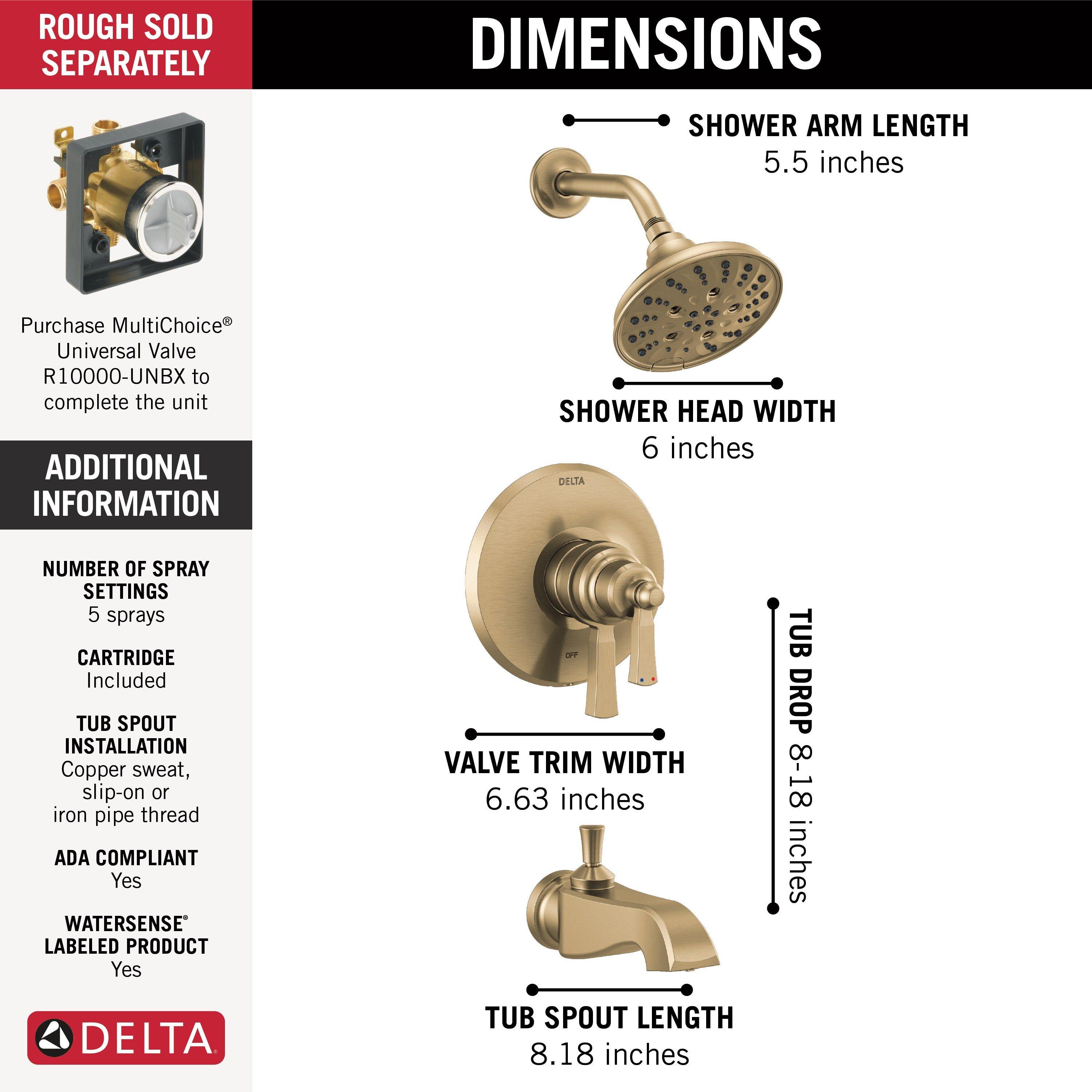 Delta Faucet Brilliance Champagne Bronze Two Handle Multi Bathtub & Shower Faucet (Trim Only) 