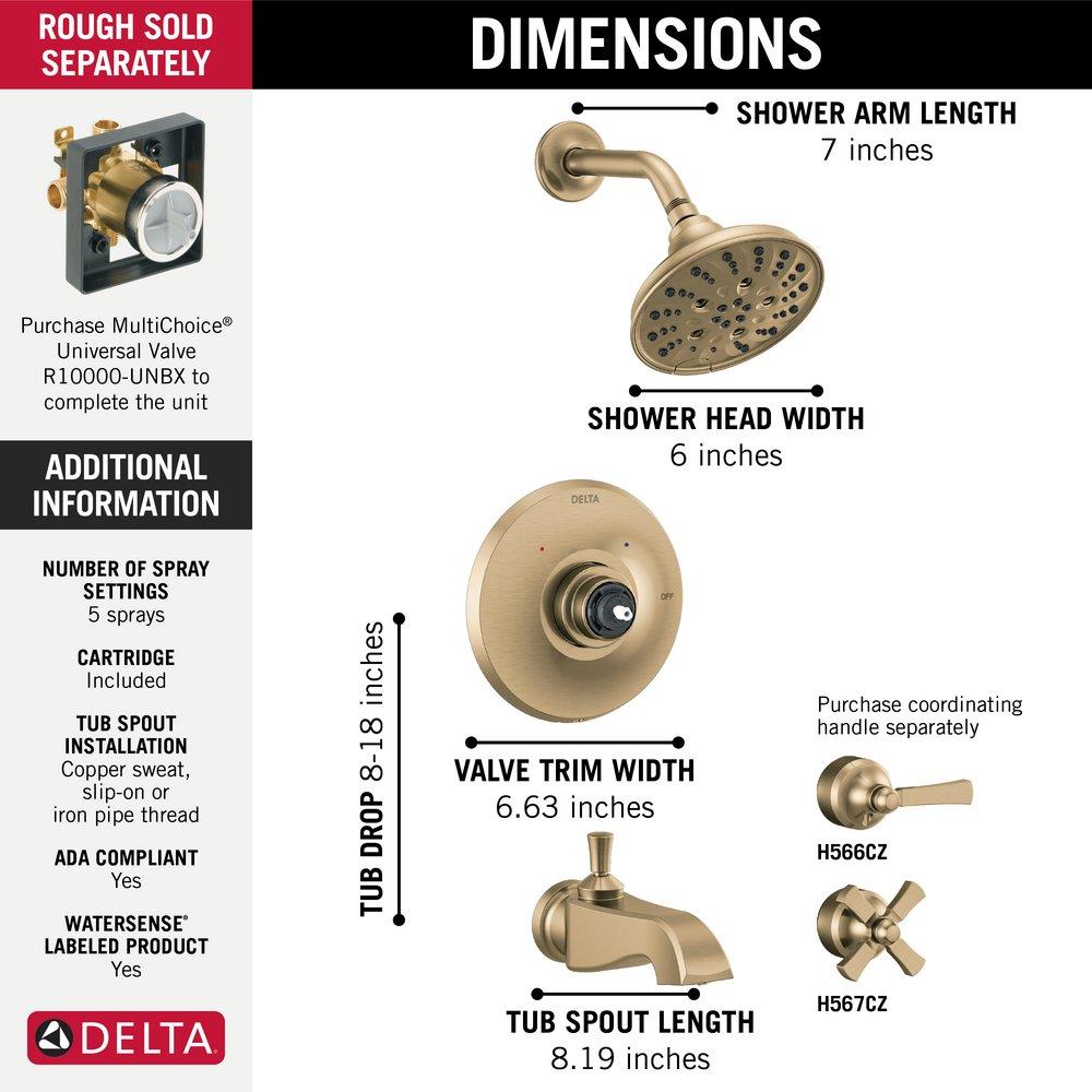 Delta Faucet Brilliance Champagne Bronze Multi Function Bathtub & Shower Faucet (Trim Only) 