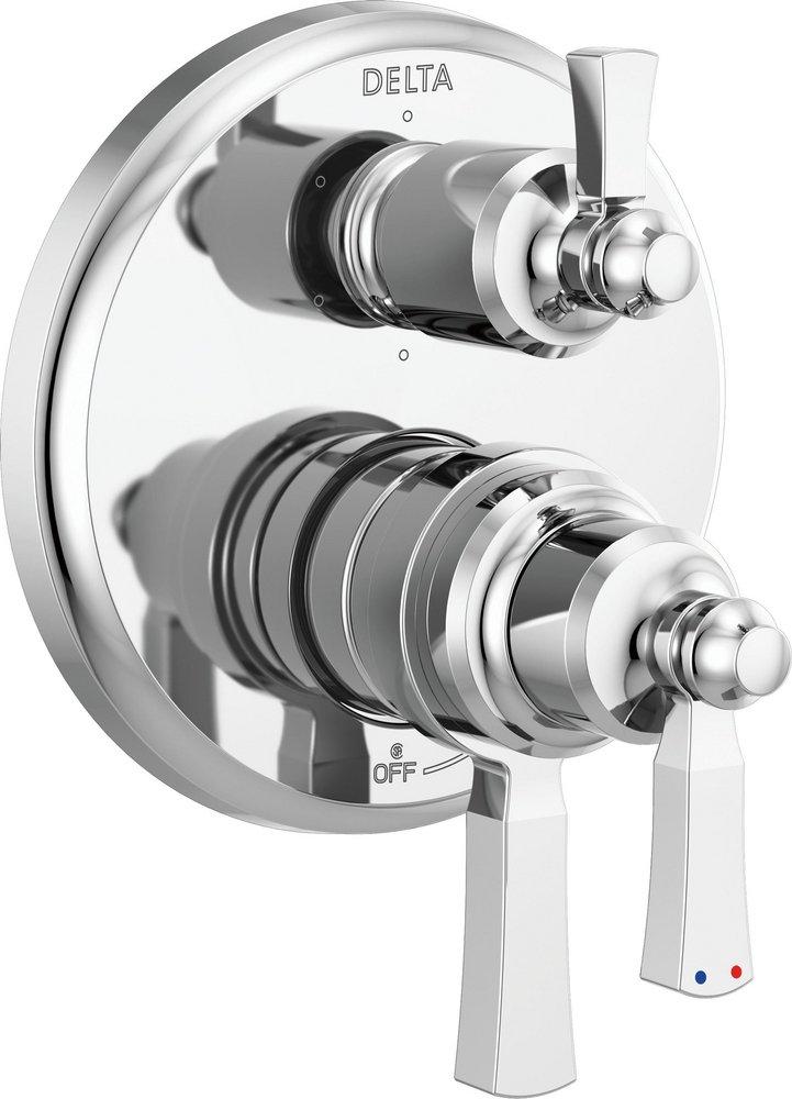 Delta Faucet Chrome Three Handle Pressure Balancing Valve Trim with Integrated Diverter 