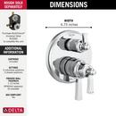 Delta Faucet Chrome Three Handle Pressure Balancing Valve Trim with Integrated Diverter 