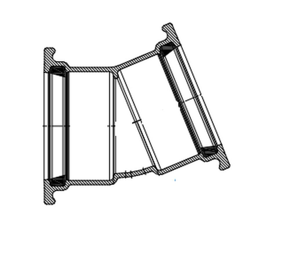 Harrington Corporation IPS x Push-On Ductile Iron C153 Short Body 22 1/2 Degree Bend 